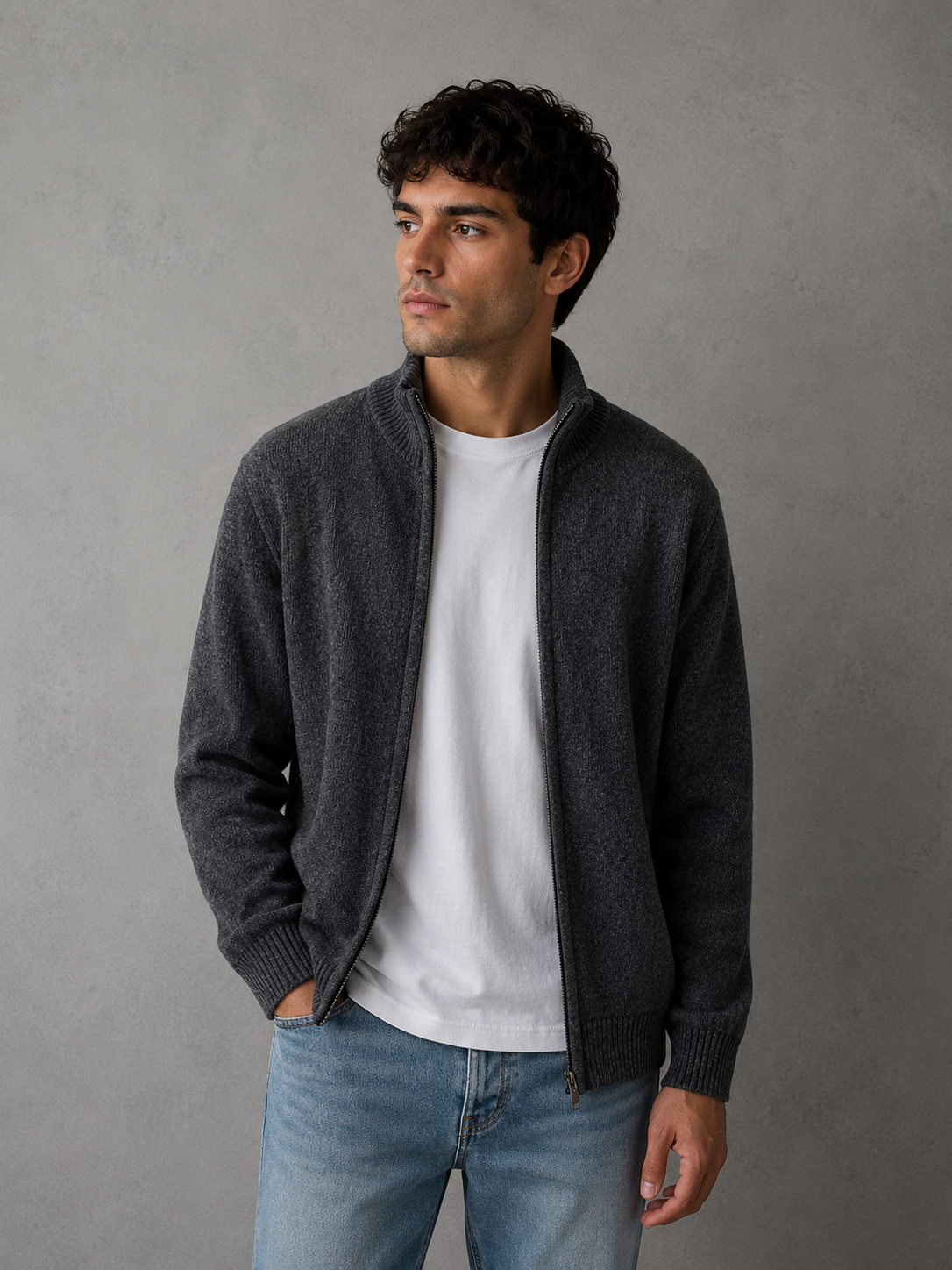 Gilet homme zippé – col montant
