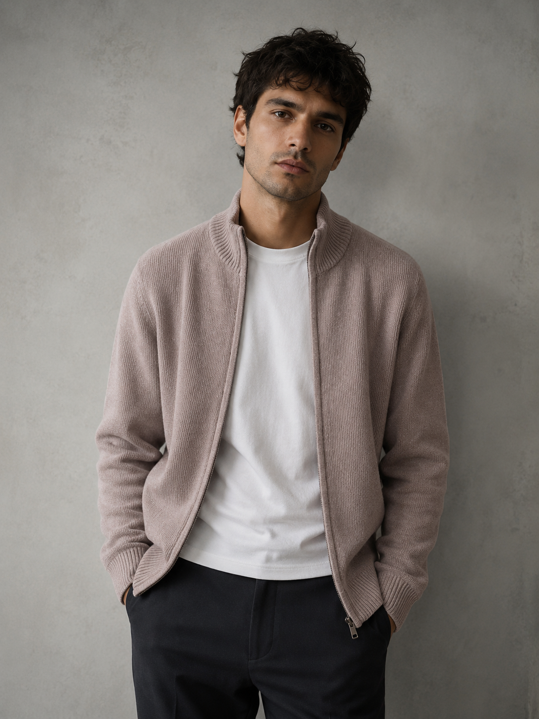 Gilet homme zippé – col montant