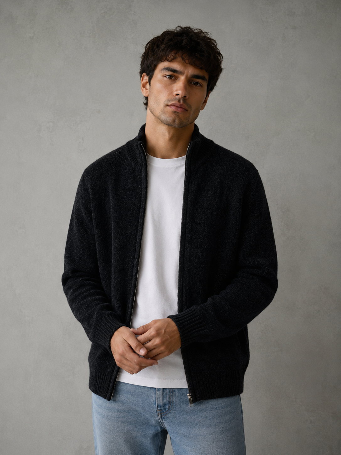 Gilet homme zippé – col montant