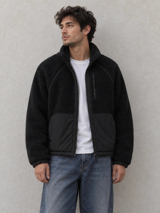 Polaire homme bi-matière – col montant